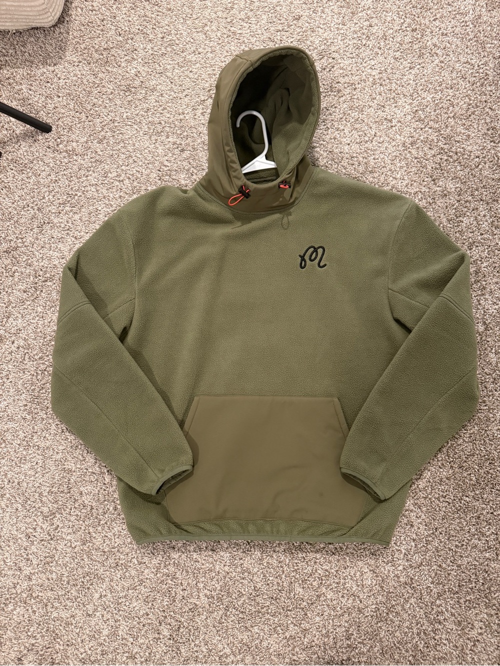Malbon Men's Pathfinder Olive Green Hooded Fleece Pullover